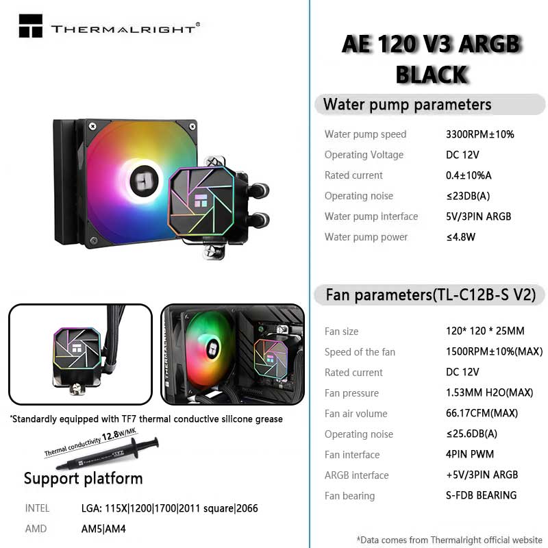 Aio Liquid Cooler - Thermalright AQUA ELITE 120 V3 ARGB