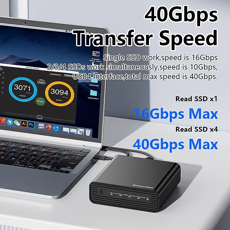Aluminum M2 4-Bay USB4 Externa - Case Fan review and price